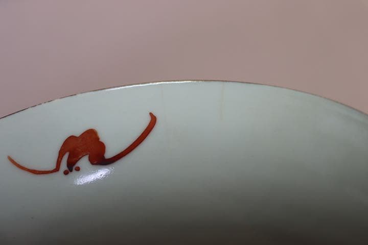 中国　清朝期　粉彩四君子鑑賞大皿② アンティーク　時代箱付0621