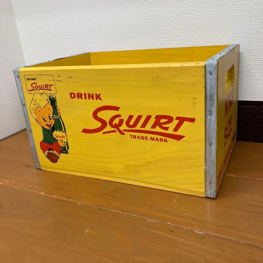 N391① ビンテージ ウッドクレート SQUIRT スクワート・ボーイ レトロ