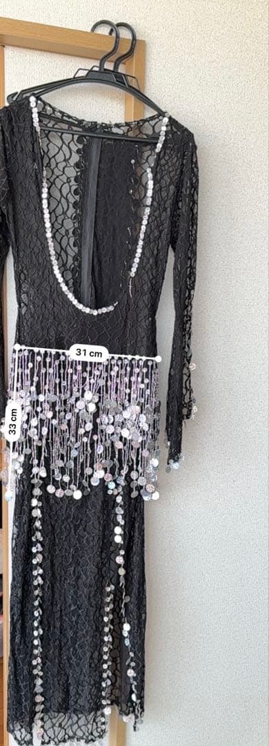 ベリーダンス サイーディドレス 黒レース LL