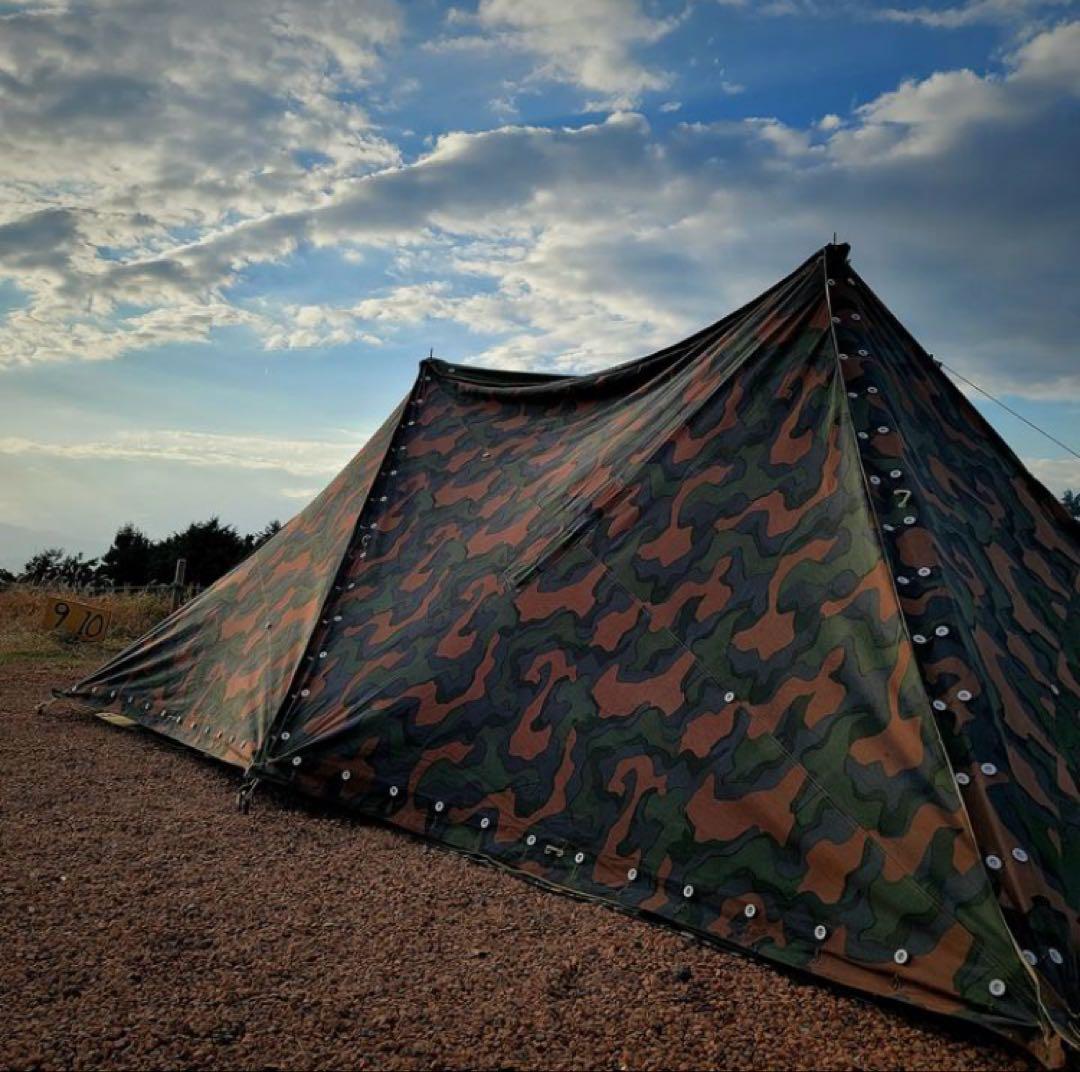 【軍幕屋】Ｂ級品3枚+デッドストック1枚★ノルウェー軍カモⅡテント★ポール8本付