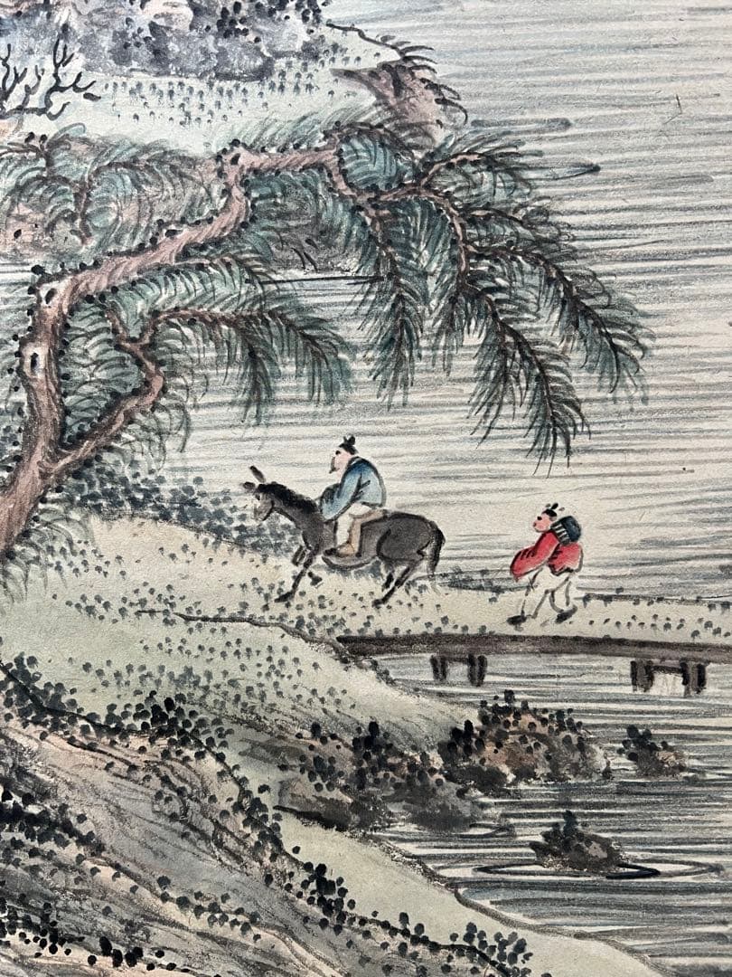 掛け軸　帆足杏雨［秋景山水図］紙本　肉筆　木箱！