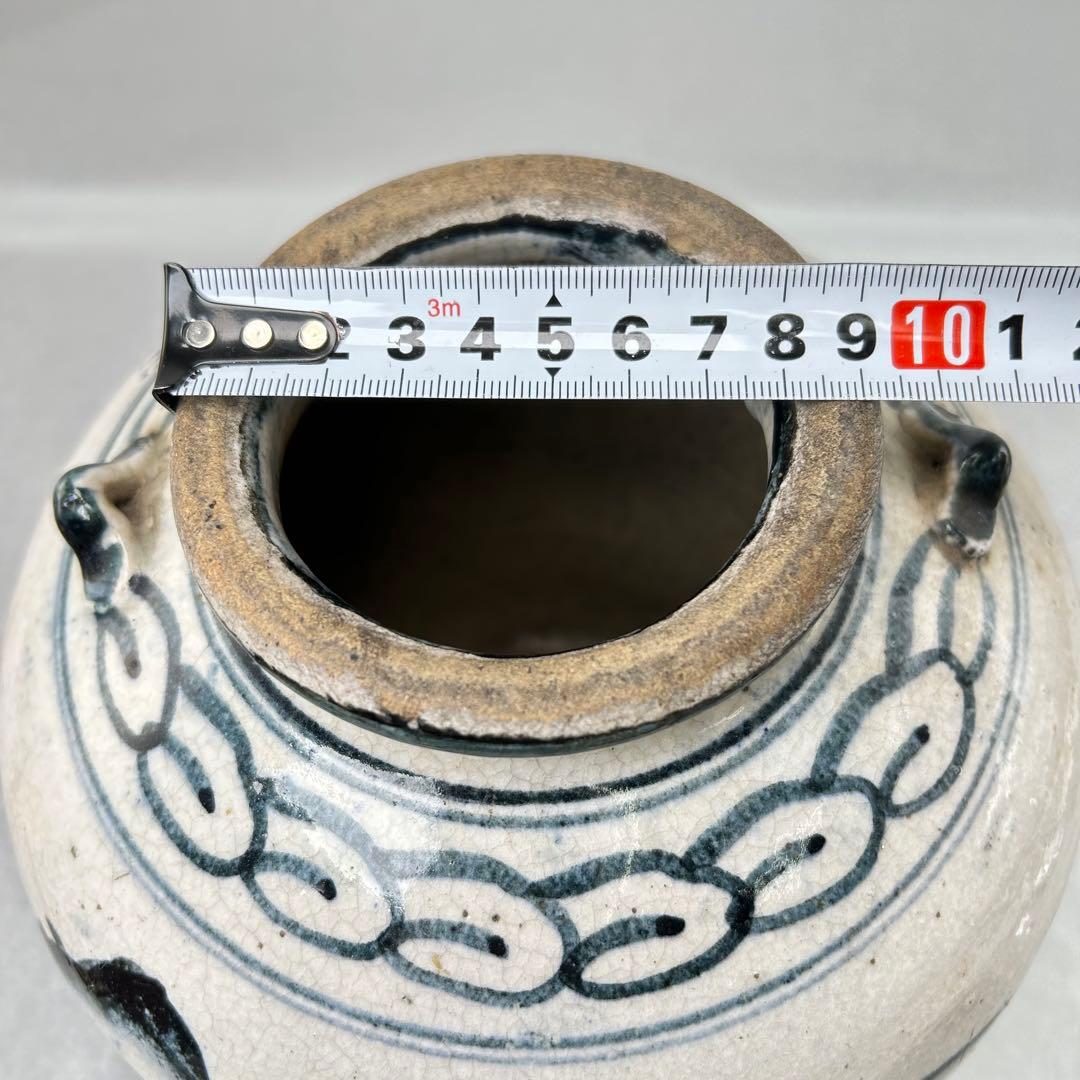 高橋 道八造染付 楼閣山水 花入 飾壺