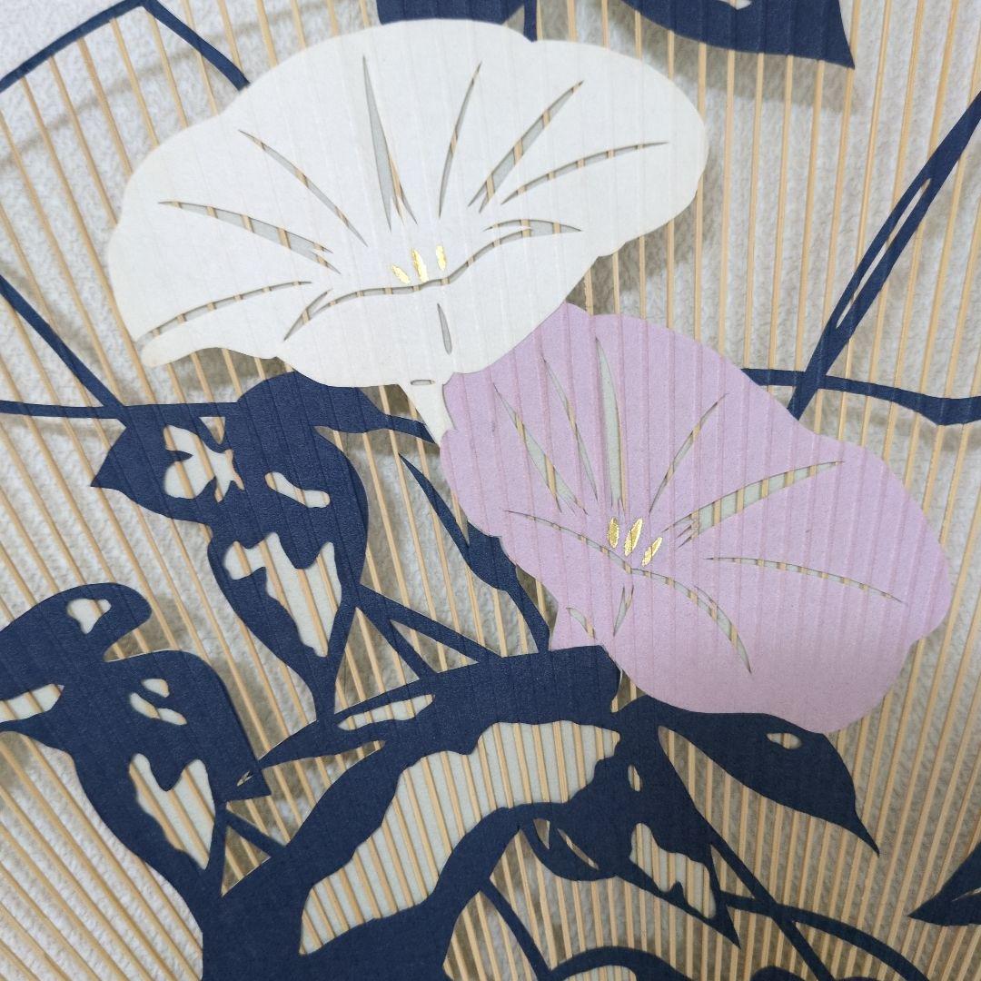 京うちわ　伝統工芸品　両面透かし朝顔柄・夏飾り　阿以波