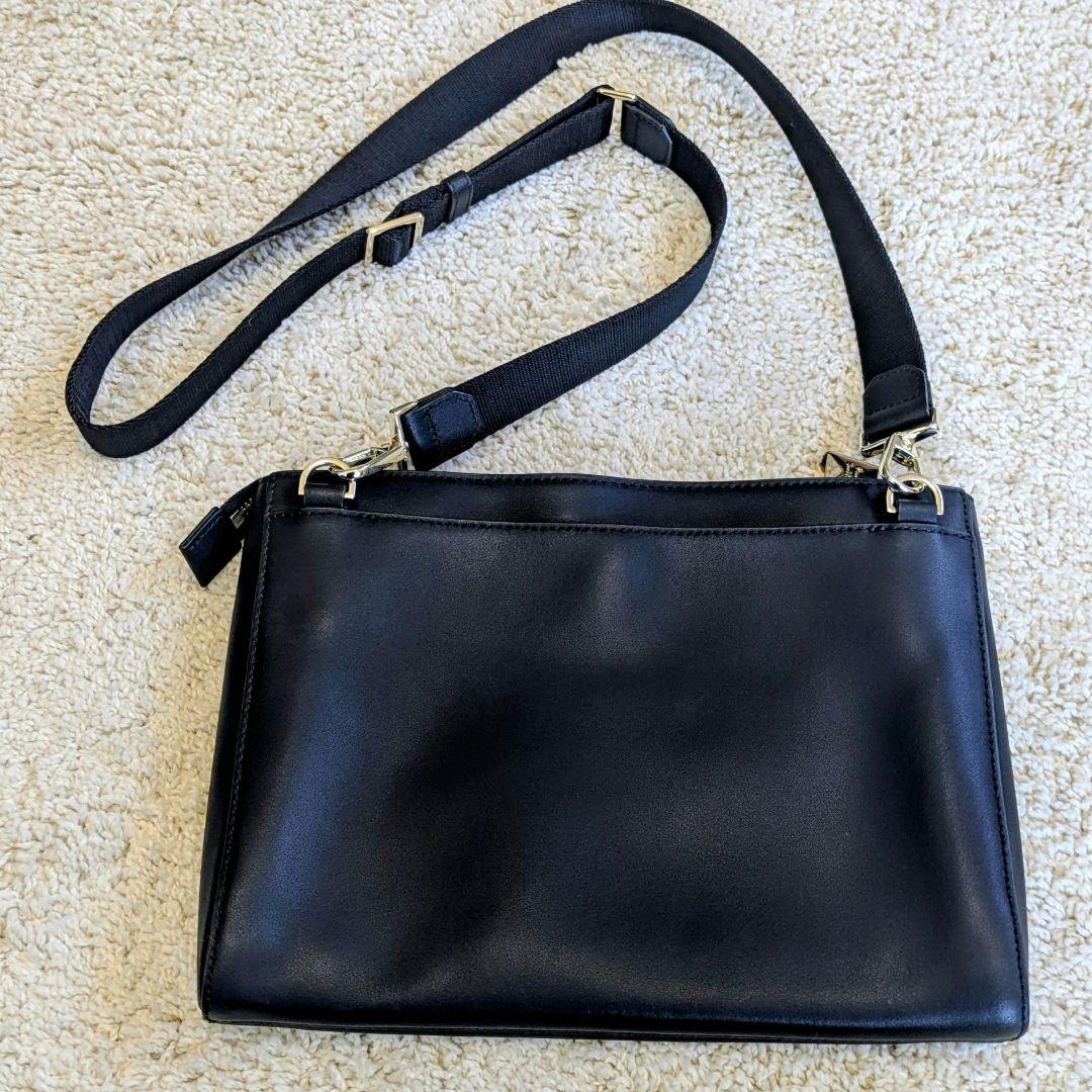 ポールスミス インセットマルチストライプ ショルダーバッグ 2way 黒 本革