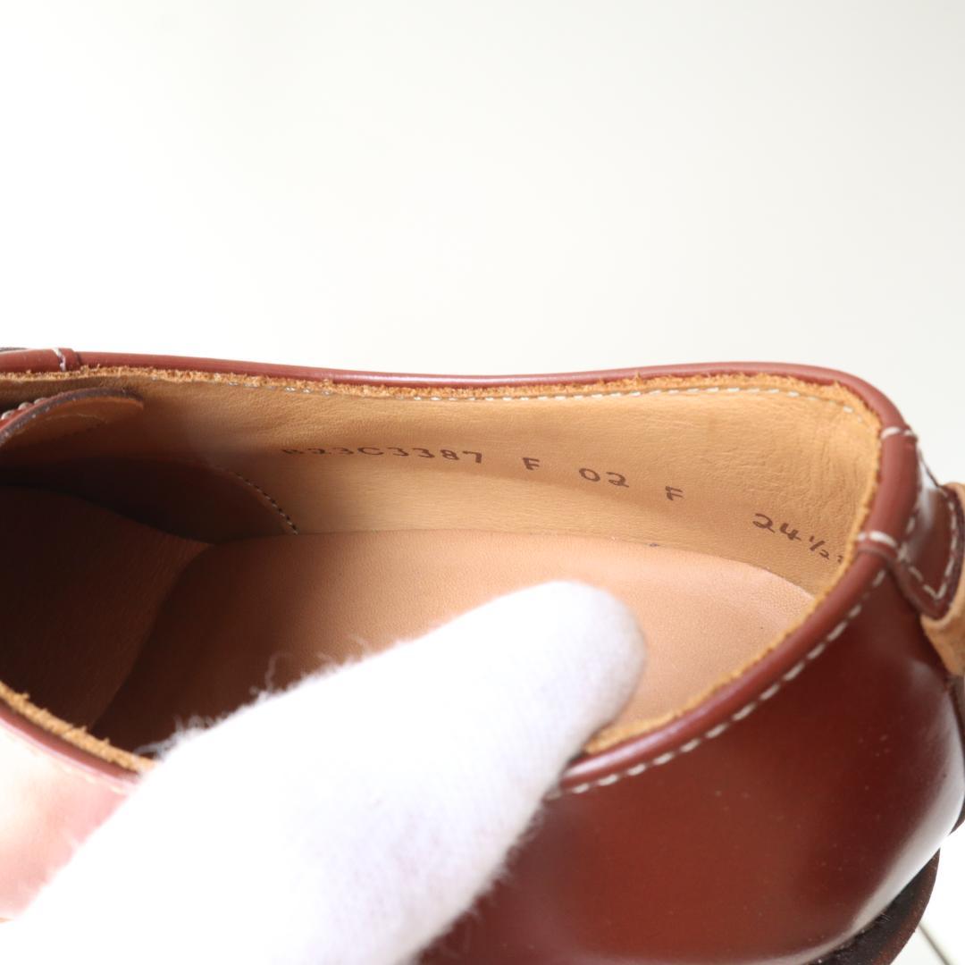 未使用リーガル　24.5cm外羽根プレーントゥマニッシュシューズ　革底　ブラウン