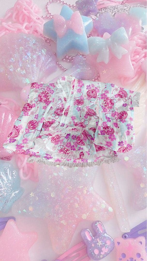 浴衣ドレス 花柄キラキラ 大人用浴衣 ピンク姫ギャル ロリータ 量産型 フリフリ