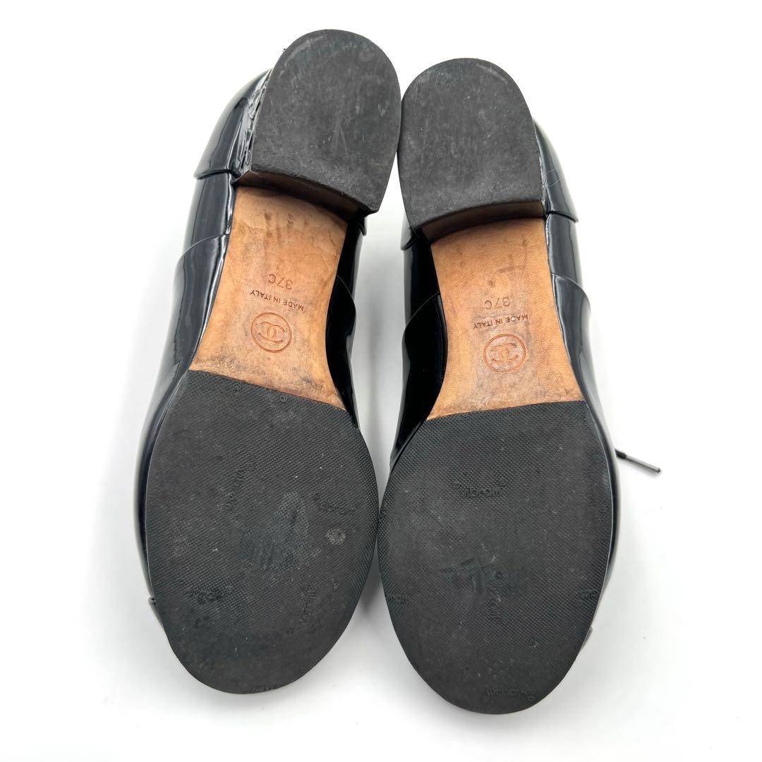 CHANEL シャネル　ココマーク　カメリア　ブラック　エナメル　サイズ37