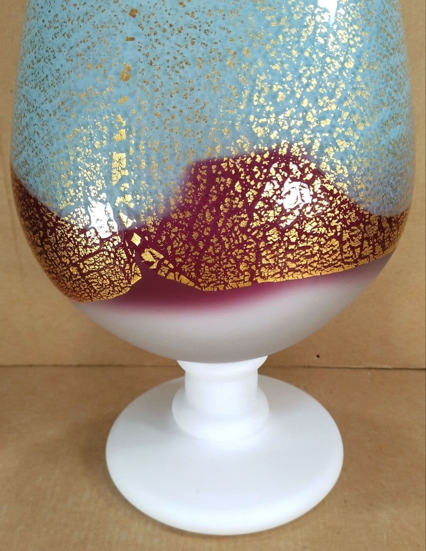 【本物保証】藤田喬平 手吹 ヴェニス三彩 共箱 毎日オークション出品現物 35㎝