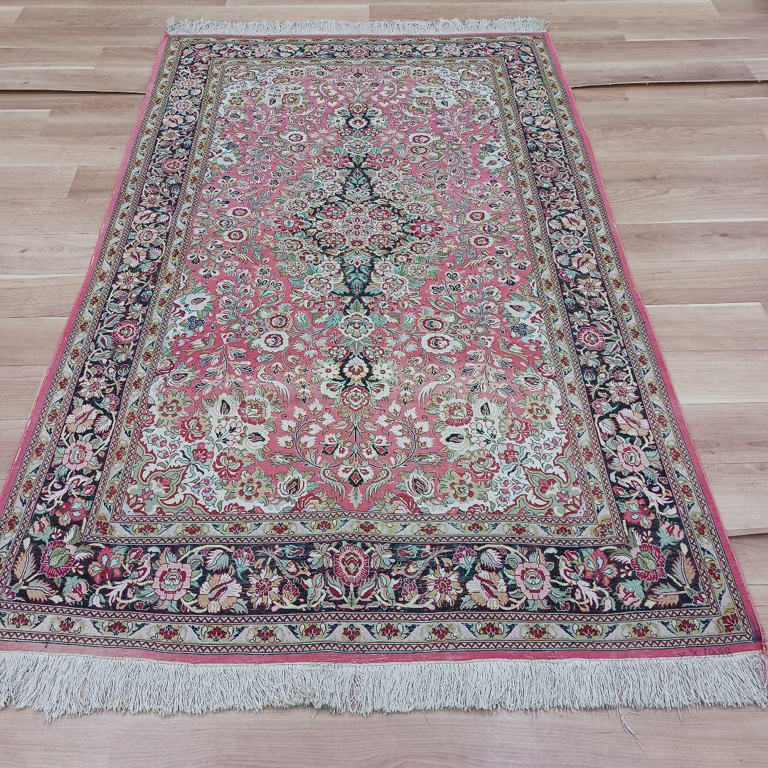 Y3009 ペルシャ絨毯 クム産 シルク100% 手織り81万ノット