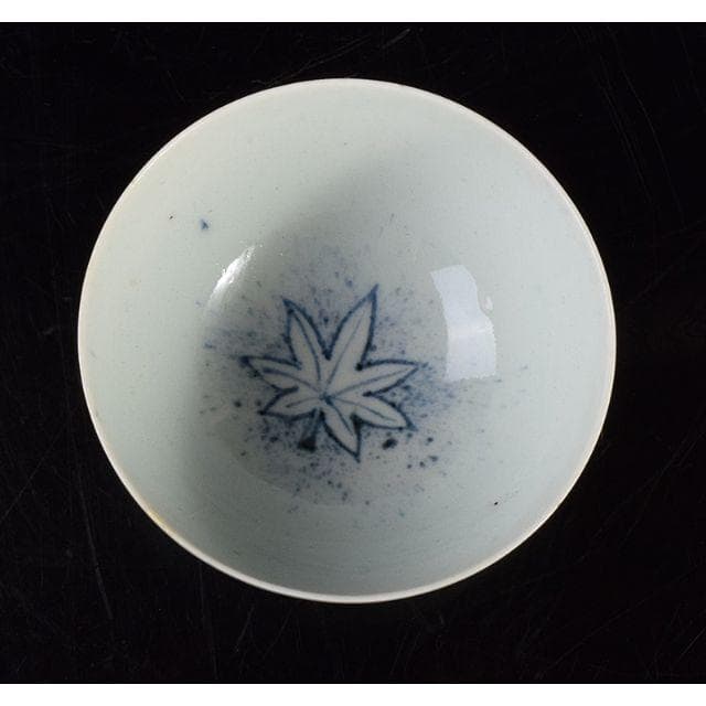 伊万里焼　古伊万里　初期伊万里吹墨染付　花文碗　時代箱