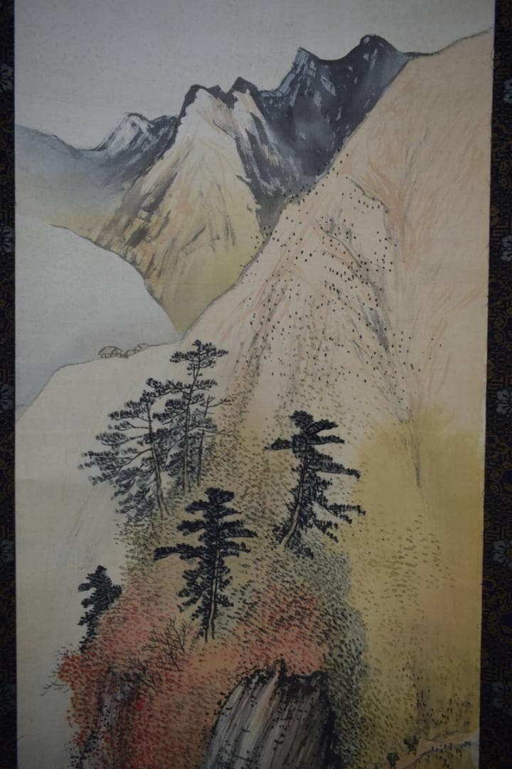 真作/伊藤龍涯/秋景山水図/布袋屋掛軸HJ-544