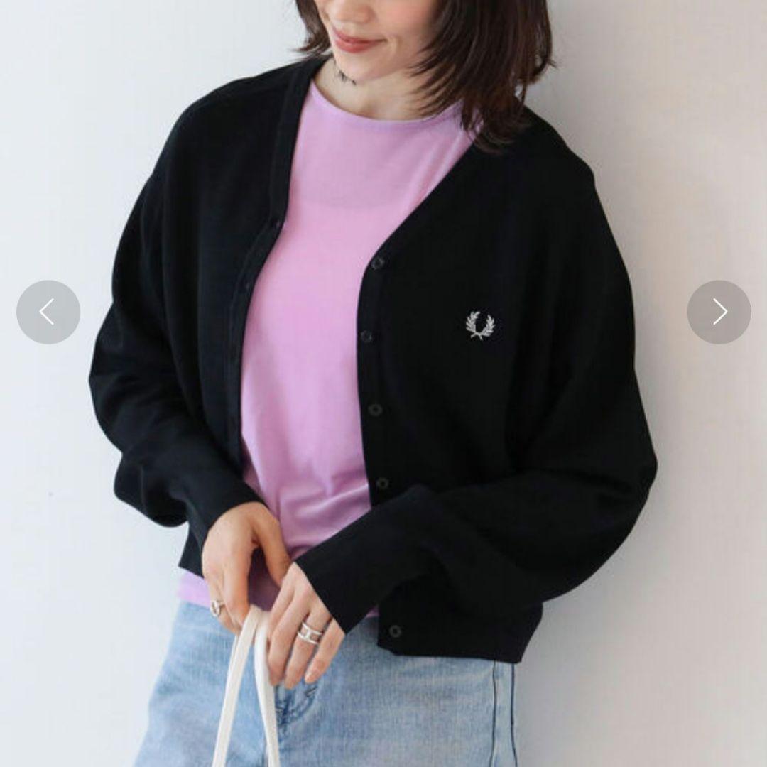 極美品 フレッドペリー × レイビームス / 別注 Vネックカーディガン 黒