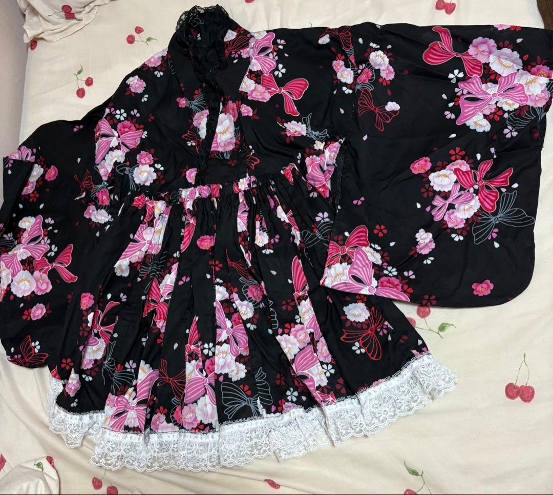 浴衣ドレス 大人用フリーサイズ 帯、紐付き