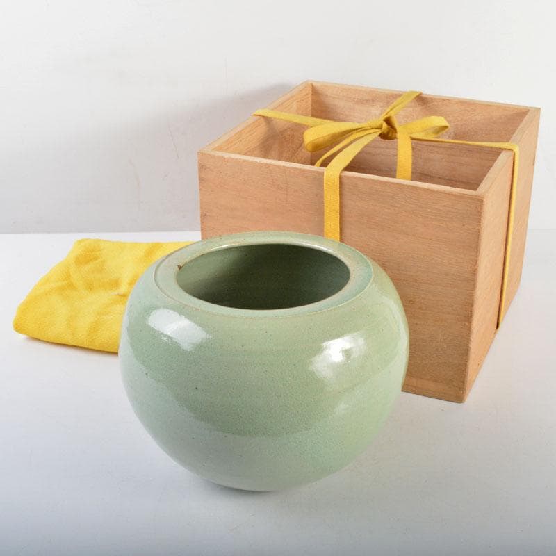板谷波山　青磁　香炉　壷　桐箱入り　M　R4650B