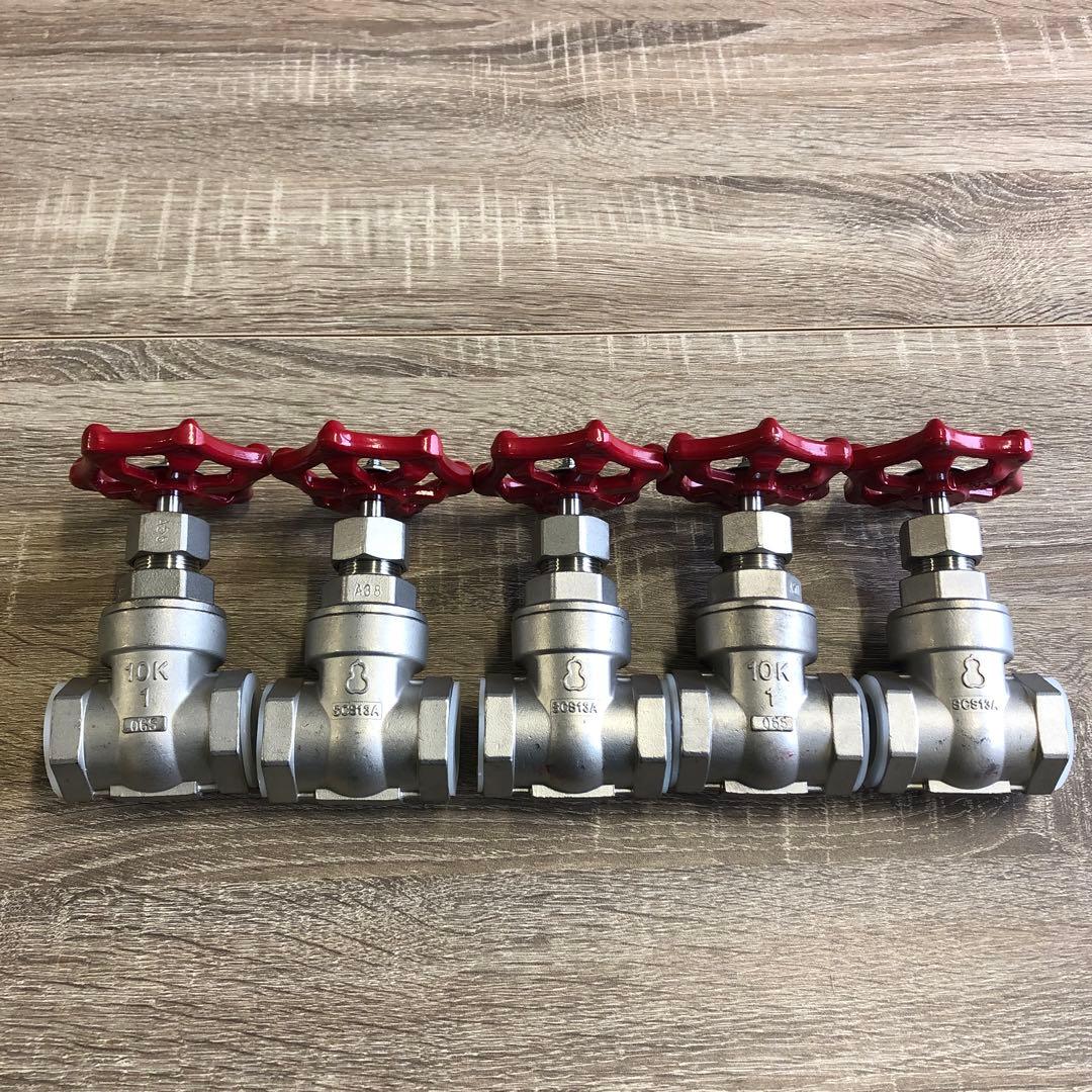 SUSネジ込みバルブ　仕切弁25A×5個