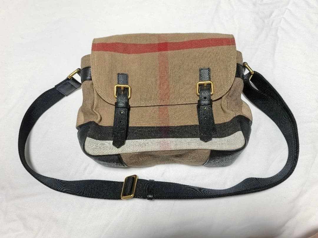 Burberry チェック柄 ショルダーバッグ キャンバス