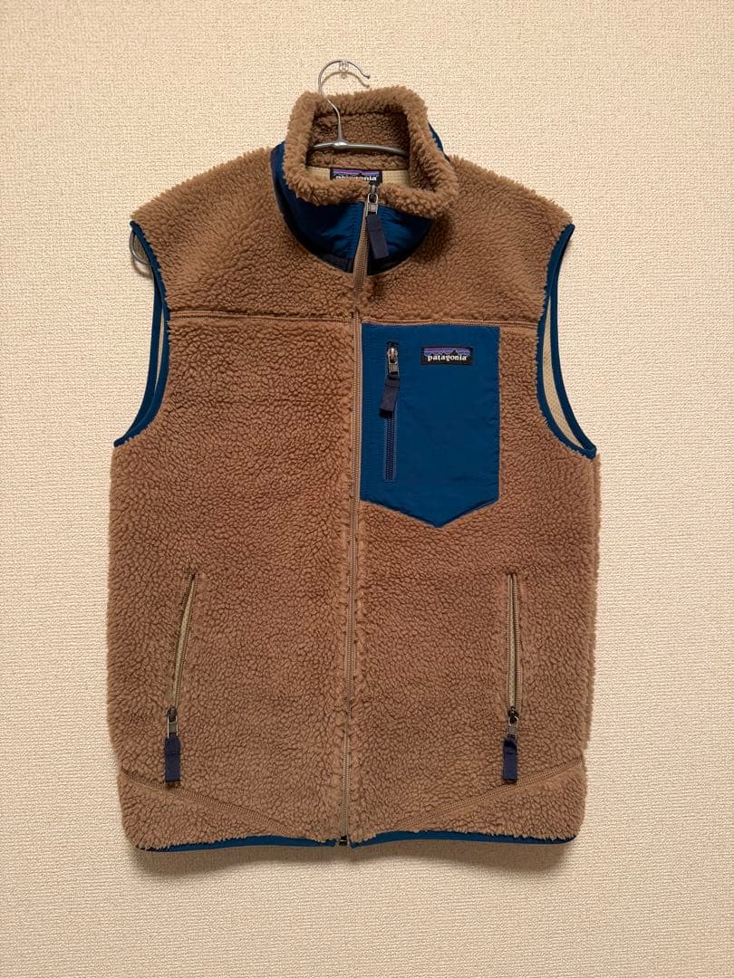 Patagonia フリースベスト ベージュ/ブルー