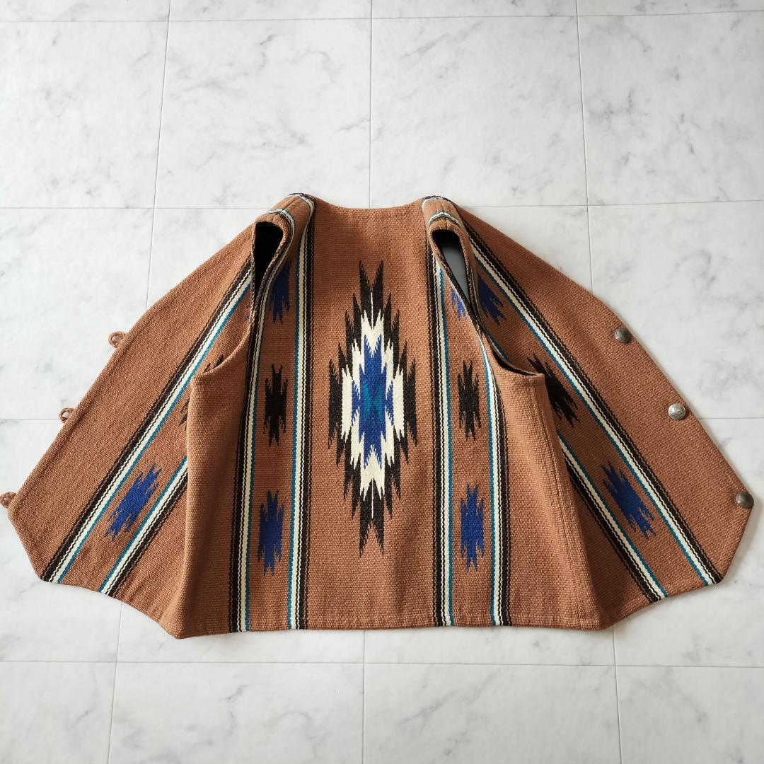 希少レア柄 センチネラ 40 ポインテッドチマヨベスト 裏地付き ブラウン L