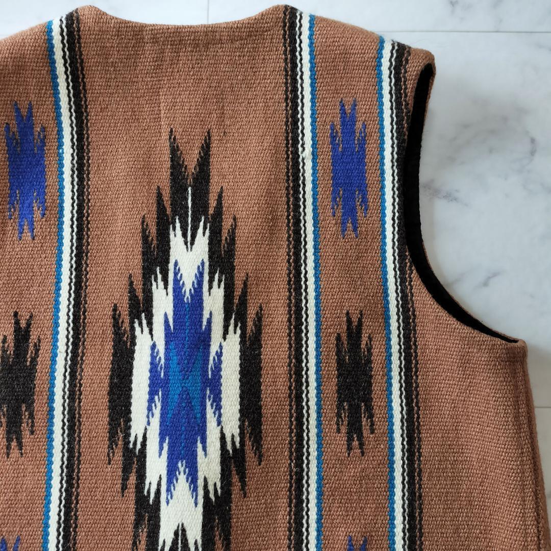 希少レア柄 センチネラ 40 ポインテッドチマヨベスト 裏地付き ブラウン L