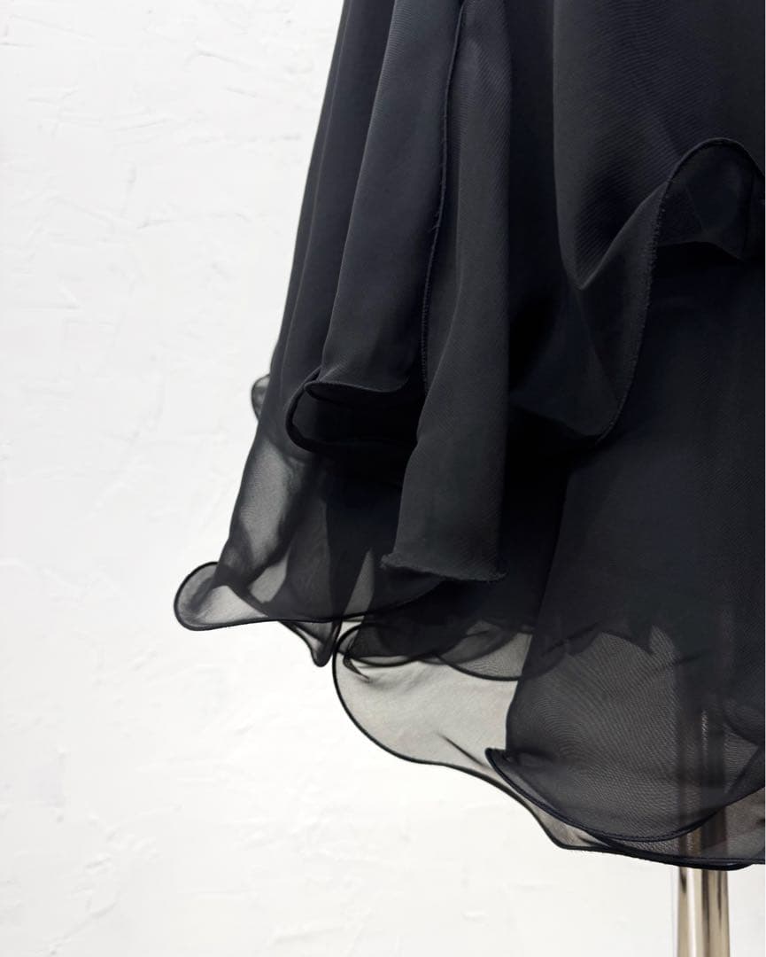 【ラインストーン輝く】新品　ジョーゼット切替え　デザインスカートｍ270