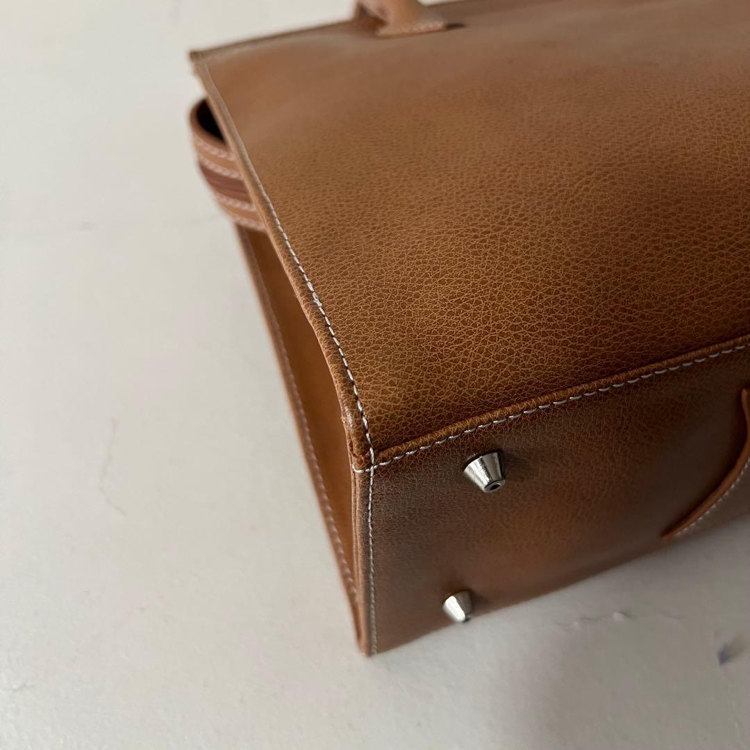 濱野 ハマノ ミーティア ブラウン ハンドバッグ ブラウン レザー 金具