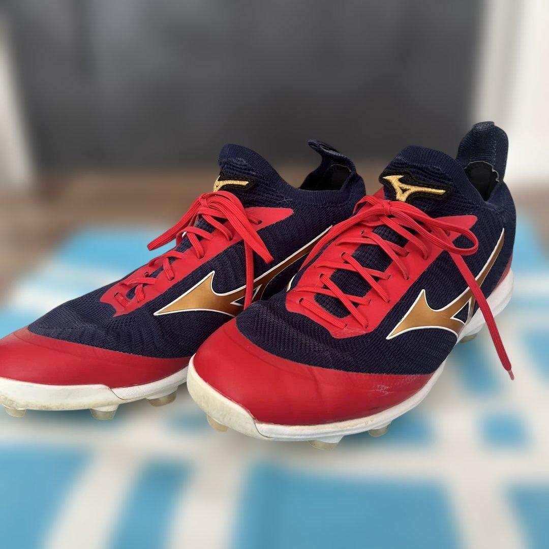 Mizuno 野球用スパイクシューズ ネイビー/レッド