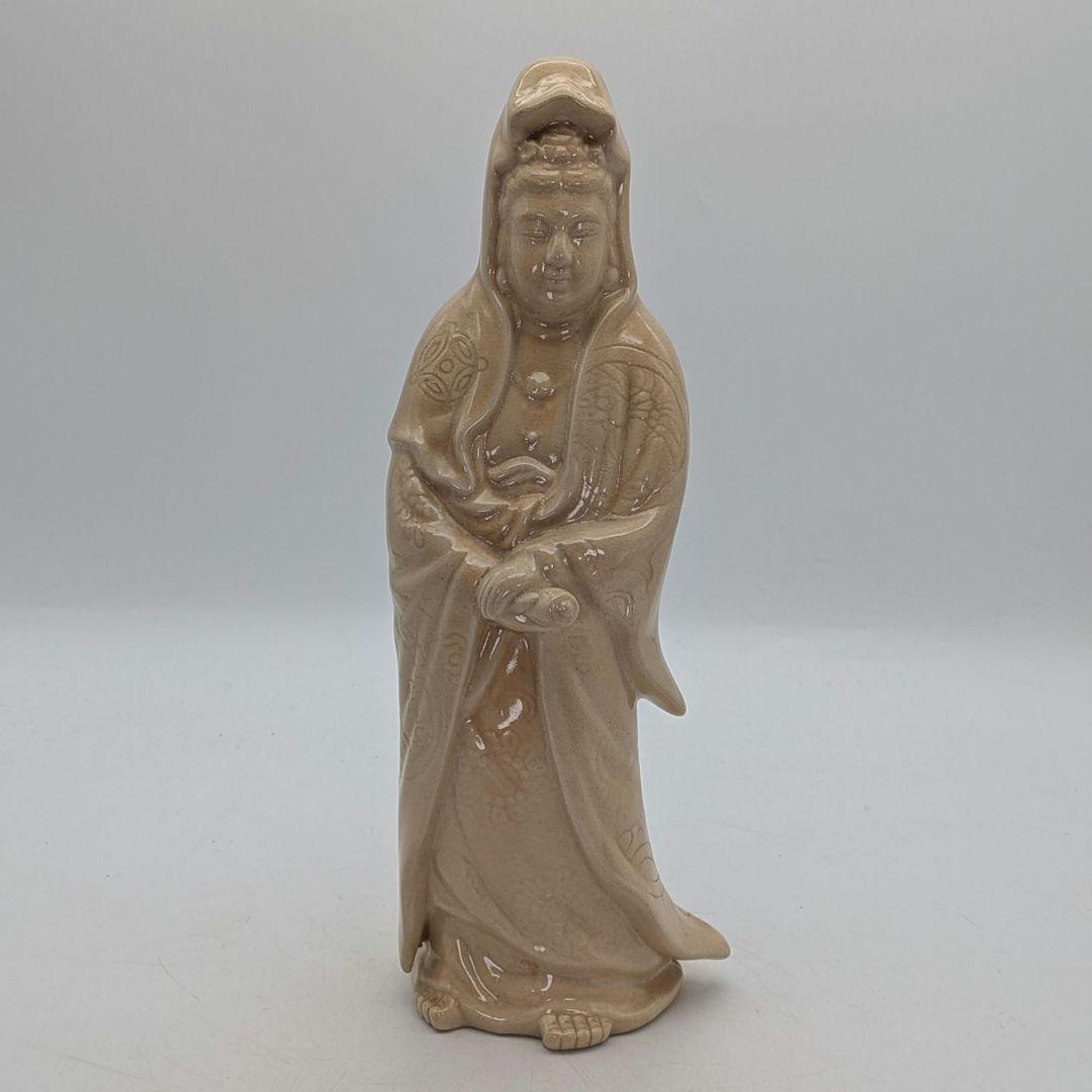 陶華山窯 松尾藻風 萩焼 観音菩薩立像 陶像 陶器人形 仏像 観世音菩薩 置物