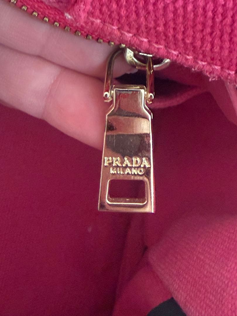 PRADA ピンク ハンドバッグ キャンバス