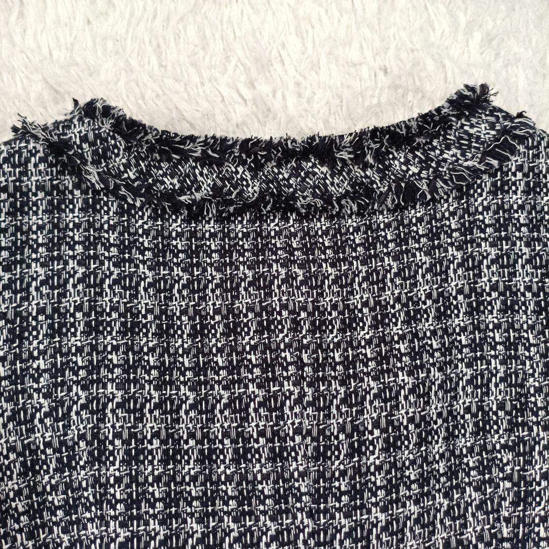 未使用級✨定価13万 フォクシー ツイードワンピース 半袖 フロントジップ 38