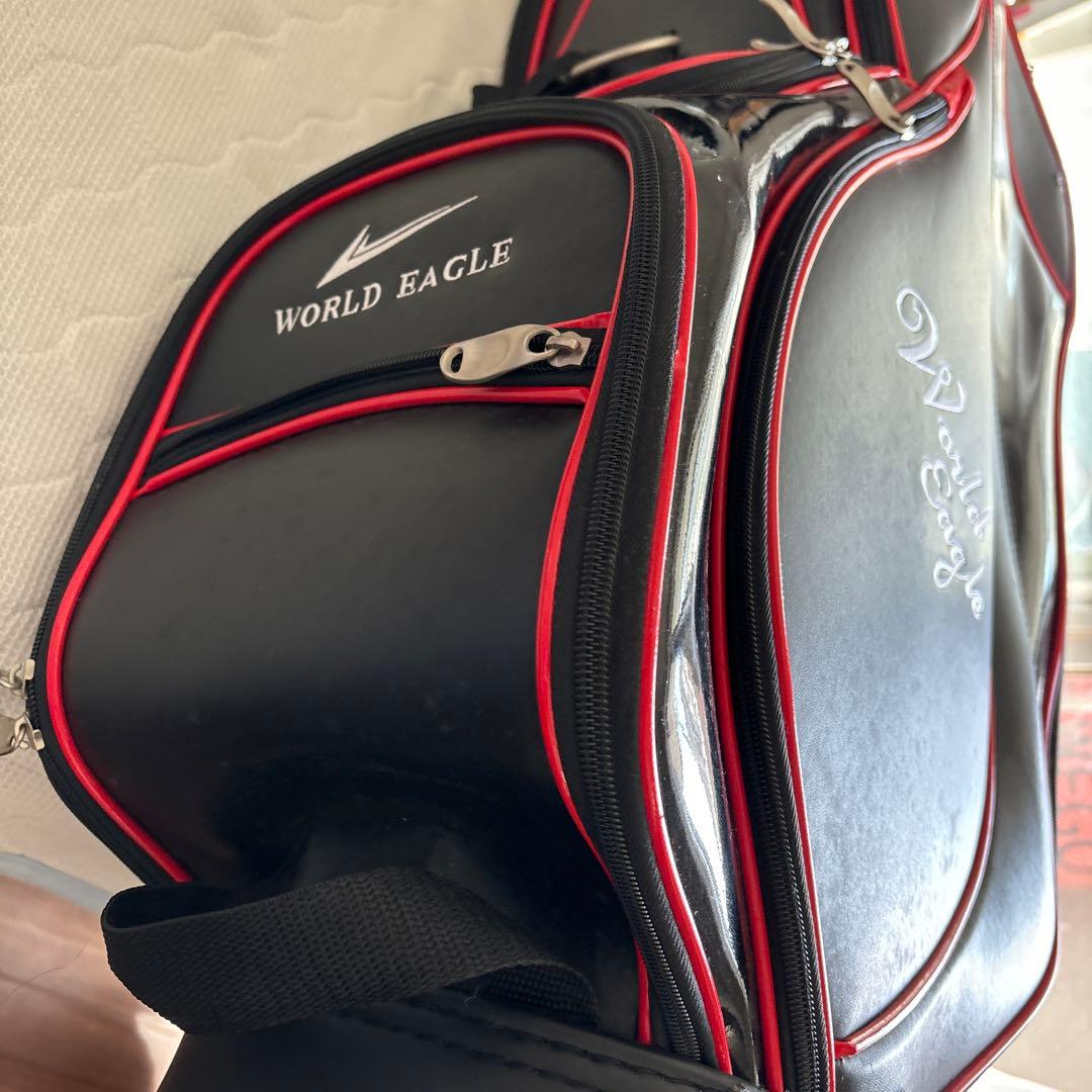 World Eagle ゴルフキャディバッグ 黒赤　ゴルフクラブつき
