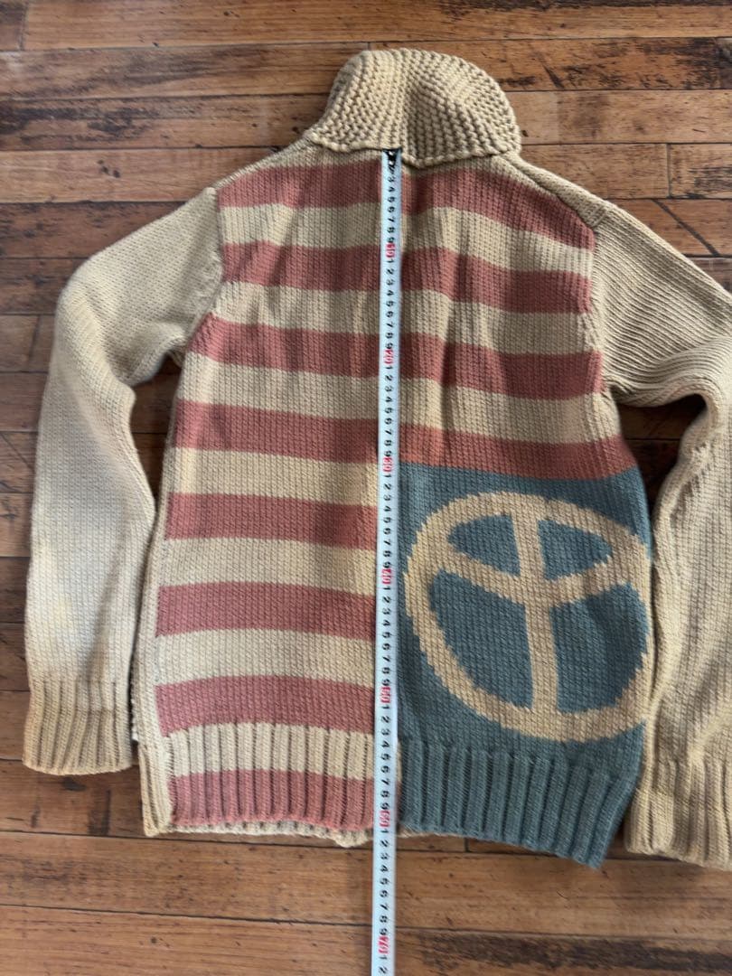 visvim ストライプ ピースマーク ショールカラー　カーディガン