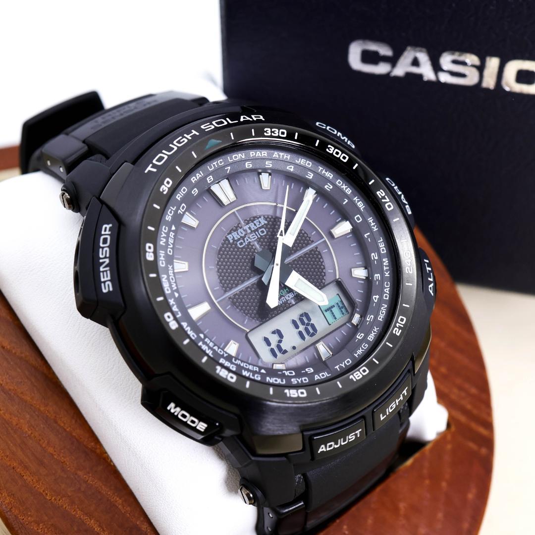 稼働 CASIO PROTRK 腕時計 電波ソーラー アナデジ 外箱 2899