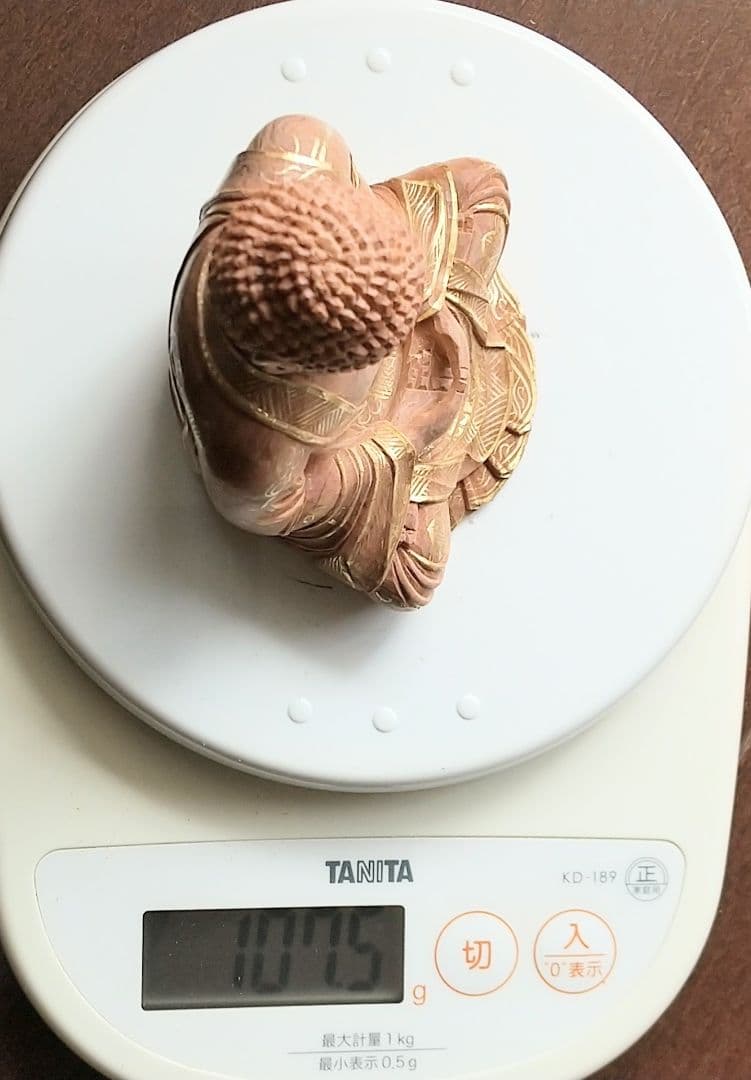 釈迦如来坐像 2.5寸 #327 像のみ 金彩有 お釈迦さま ◆白檀 木彫 仏像