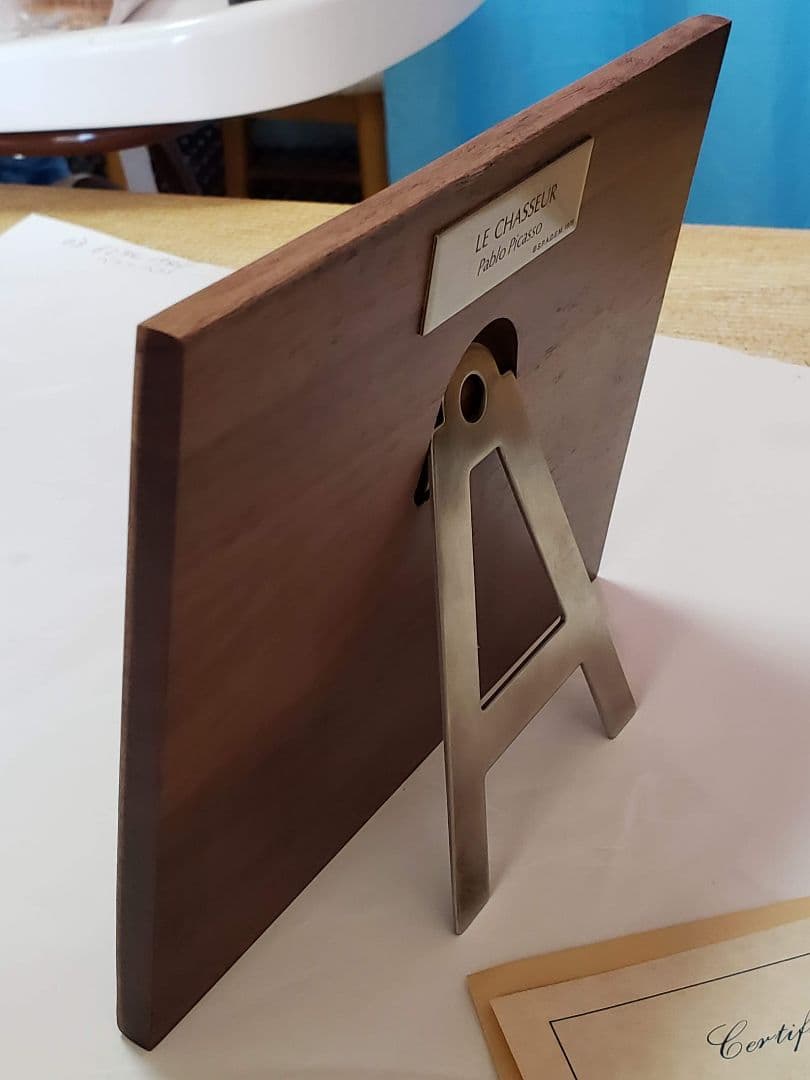 安心の本物保証。PABLOPICASSO作「狩人」ピカソ、純銀製、相続人承諾書