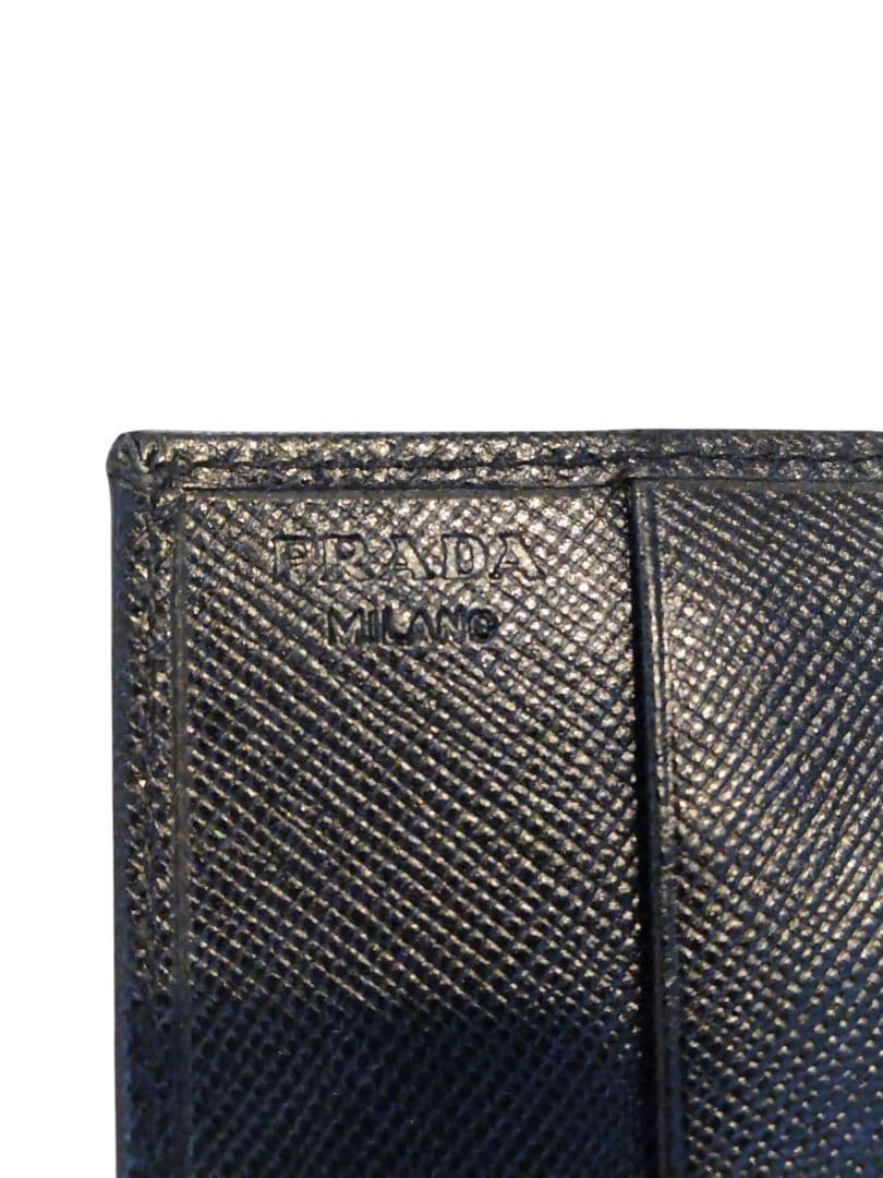紘*田様 PRADA サフィアーノレザー 三角ロゴ 名刺入れ カードケース ブラ