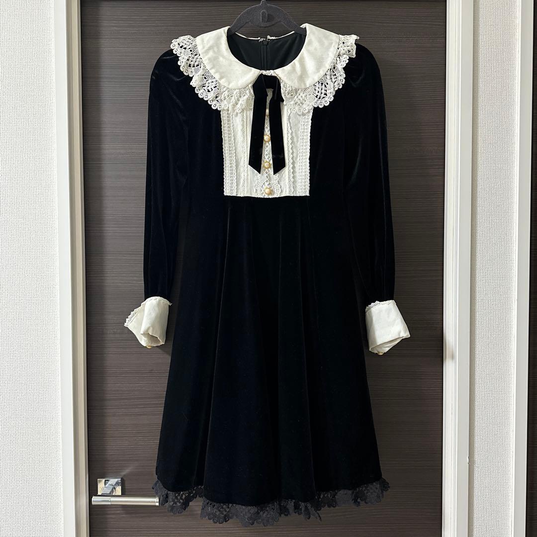 d*2様 Angelic Pretty ベロアワンピース リボンカチューシャ セ