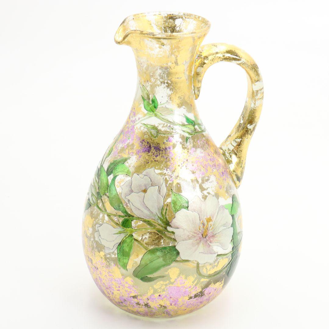 寺田正作 伽羅須装飾画 澂 ガラス トルコキキョウ 在銘 共箱　V517　DC1