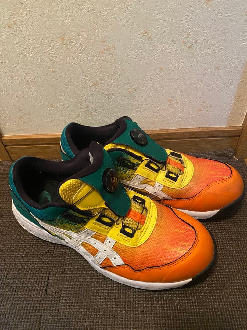 G*K様 ASICS BOA安全靴 オレンジ/イエロー/グリーン限定色　27.5