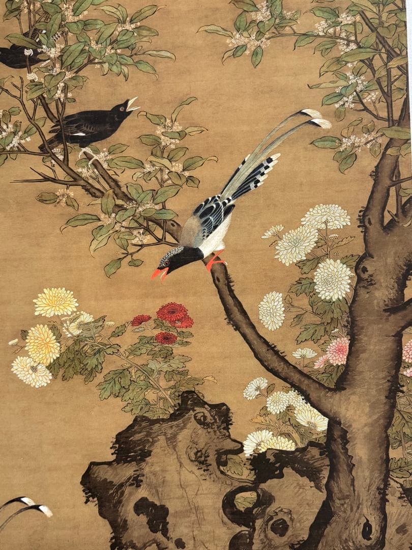 中国　明時代　呂紀　桂菊山禽圖　絹本　原色複製　◇検故宮博物館◇ 一鼎軒0926