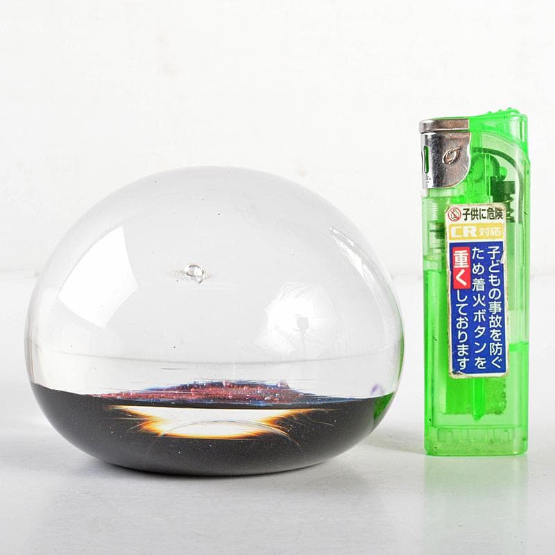 工芸ガラス　ガラス作家　戸田晶子作　吹きガラス　エナメル絵付　置物　VR6826