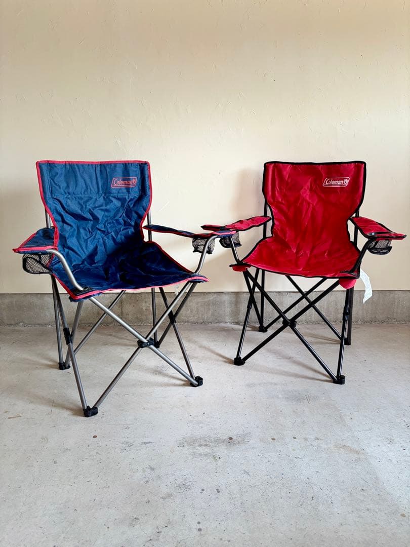 【Coleman】 美品コールマンチェア 2脚セット 青&赤