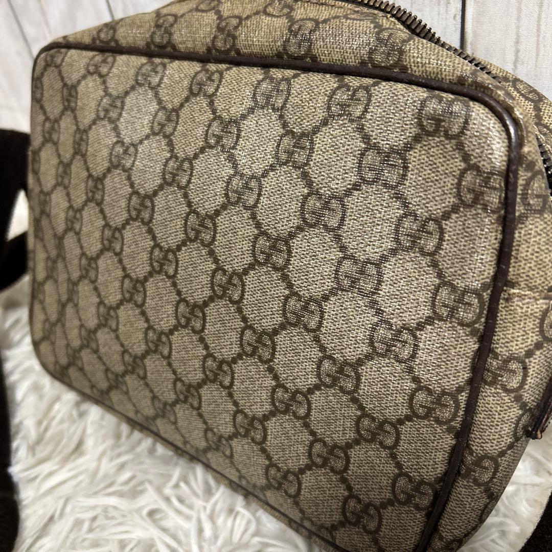 訳あり　GUCCI GGスプリーム　レザー　ショルダーバッグ　ロゴ