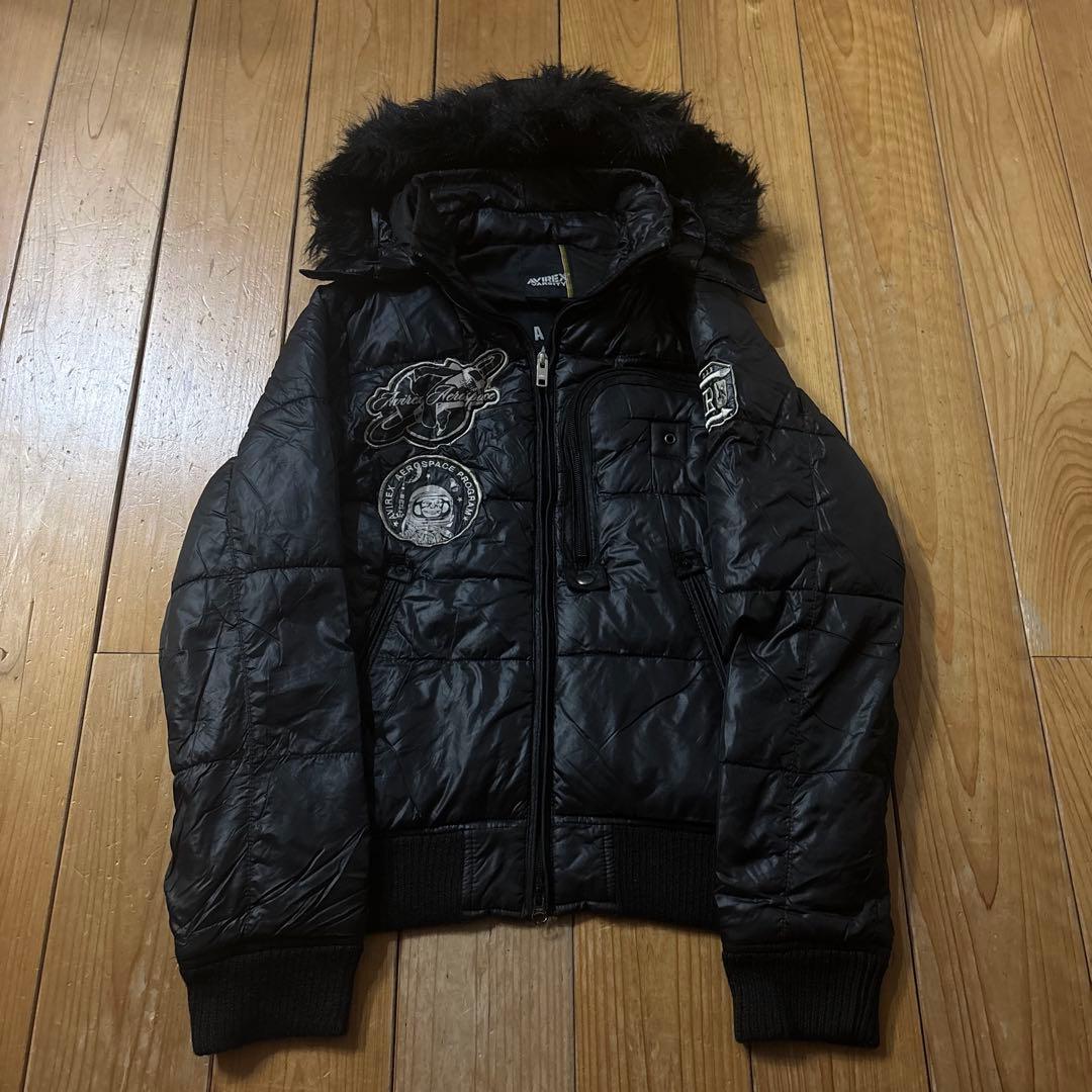 AVIREX ファー ダウンジャケット 黒