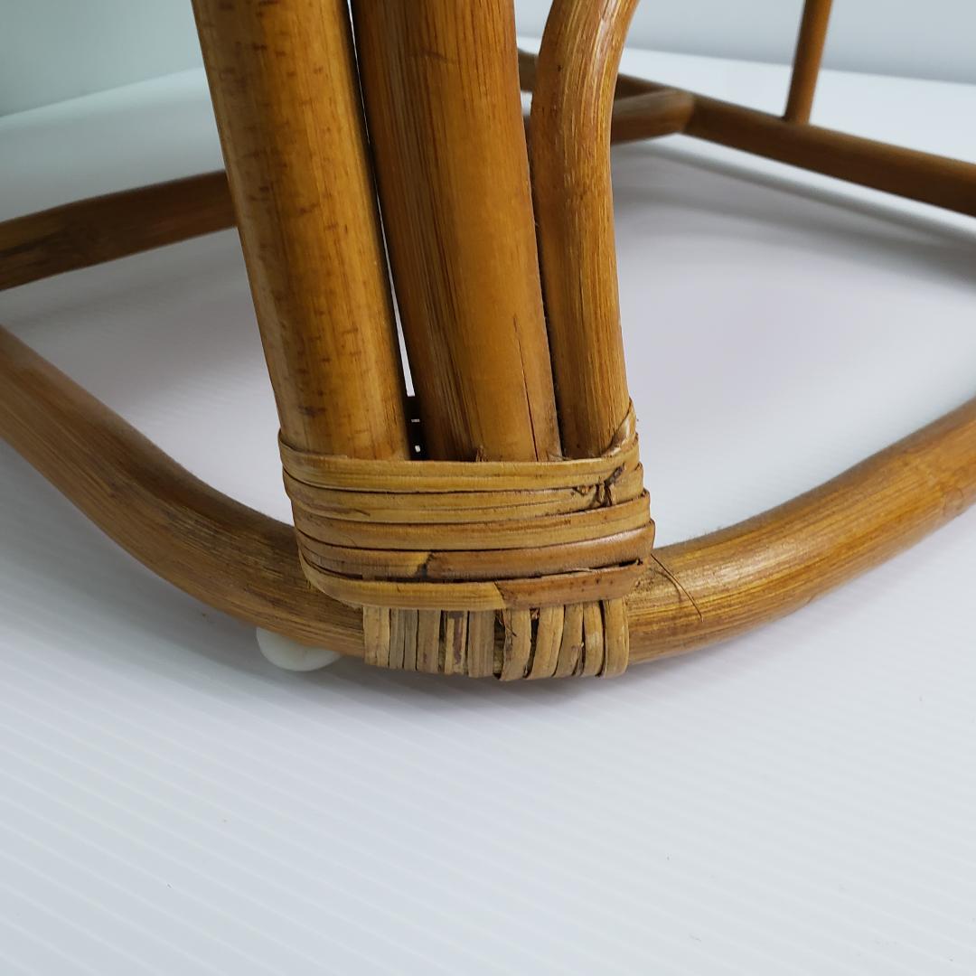 ラタン　座椅子　レトロ　木製ビーズ付き　希少