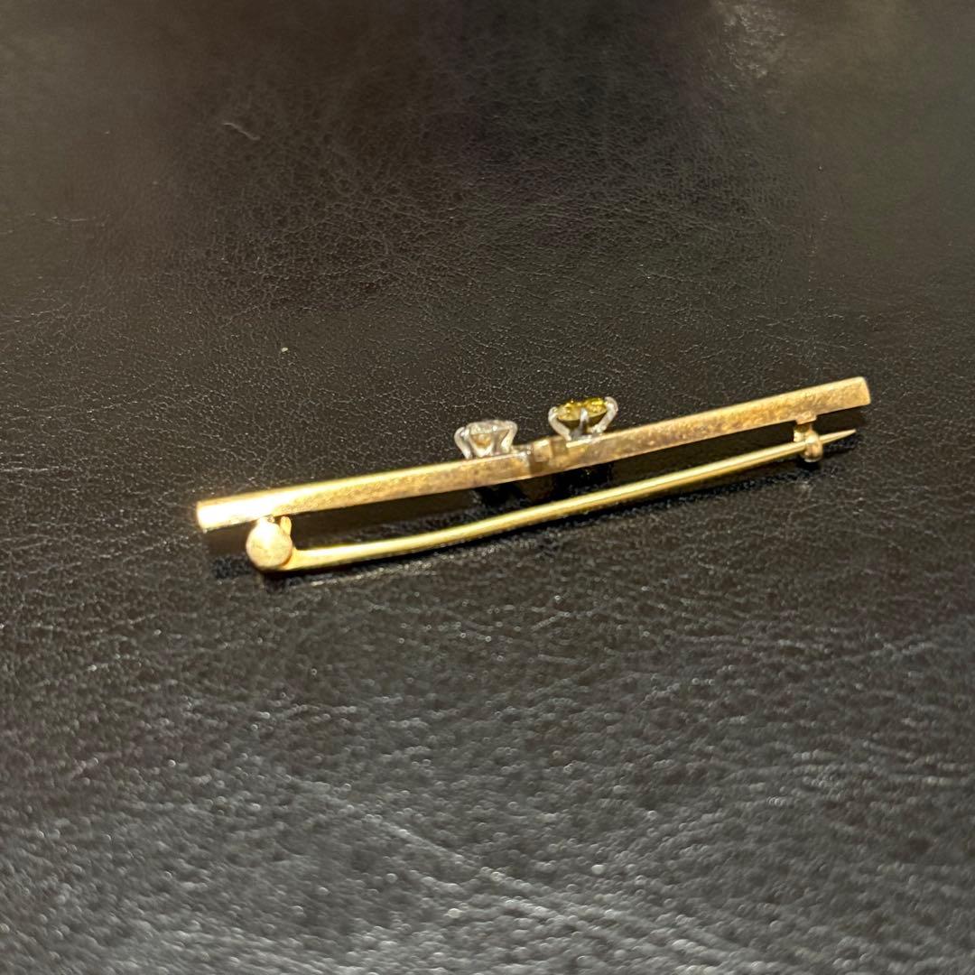 【最終】K18 750 ブローチ　メレダイヤ　シトリン