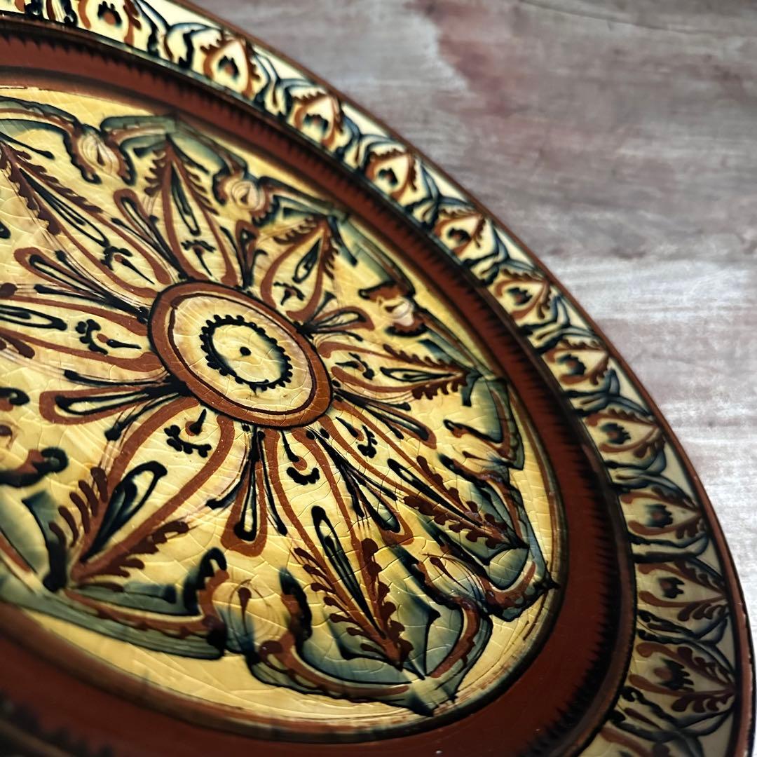 希少　ソビエト陶器　アラベスク模様　大皿　ロシア　焼き物　工芸品　陶磁器　D
