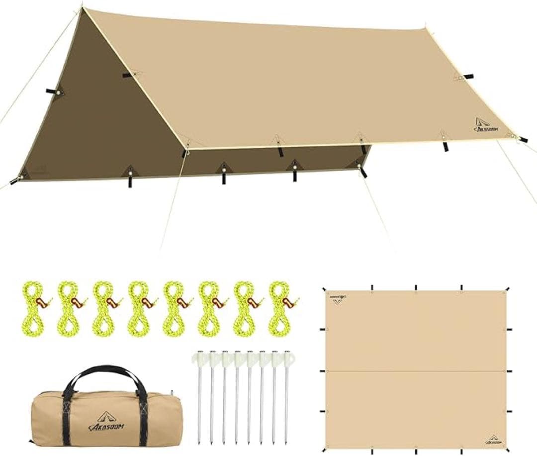 ぷうま AKASOOM タープ TCポリコットン 3mx3m 焚き火可