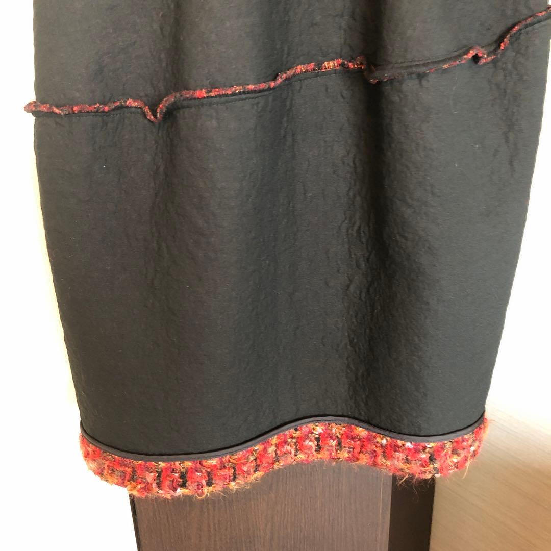 lemonsan 　YOKO CHAN♡36♡赤系ツイードひざ丈ワンピース