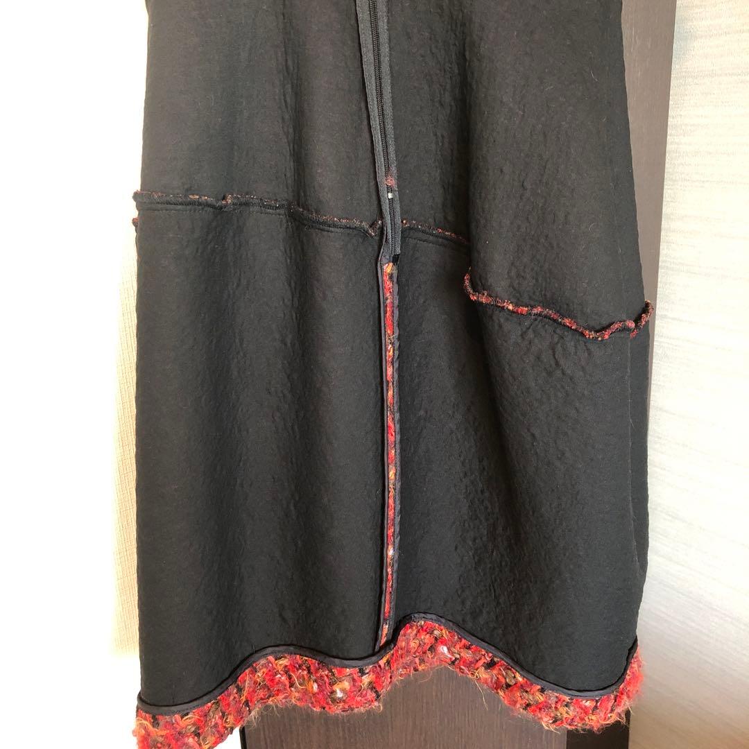 lemonsan 　YOKO CHAN♡36♡赤系ツイードひざ丈ワンピース