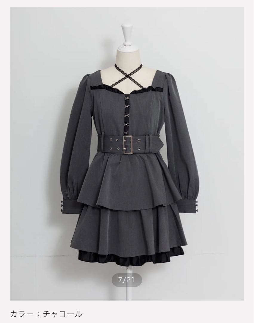 pium フロントホックティアード ミニ ワンピース